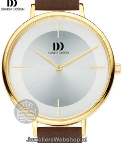 danish design 1185 dameshorloge edelstaal bruin leren band