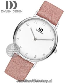 danish design 1173 dameshorloge staal roze leren band