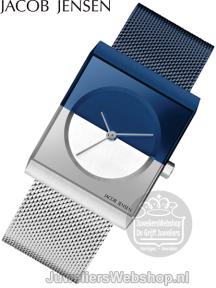 Jacob Jensen Classic dameshorloge 527 staal blauw zilver