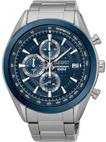 seiko horloge ssb177p1 chrono heren staal met blauwe wijzerplaat