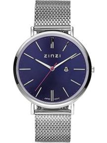 zinzi retro horloge zilver met blauwe wijzerplaat ziw403m