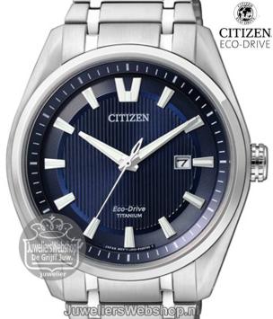 Citizen AW1240-57L horloge Eco-Drive Blauw Titanium