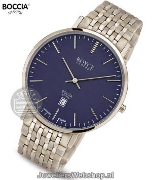 boccia 3605-01 herenhorloge titanium blauw