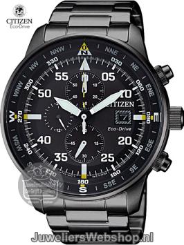 citizen heren horloge eco drive chronograaf ca0695-84e staal zwart