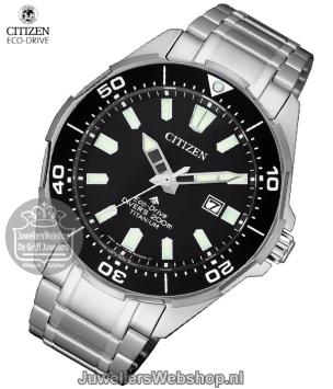 citizen duikhorloge titanium BN200-81E eco drive zwart