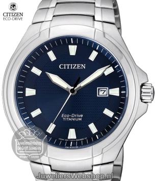 citizen eco drive titanium heren horloge bm7430-89l blauw