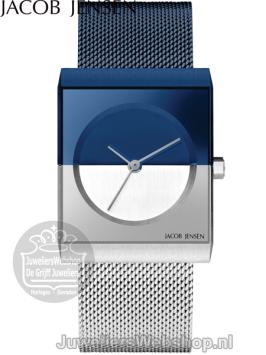 Jacob Jensen Classic dameshorloge 527 staal blauw zilver