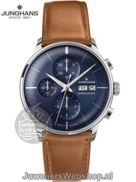 Junghans Meister Chronoscope Horloge Heren 027/4526.01 - 027/4526.00 met Blauwe Wijzerplaat