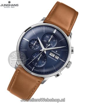 Junghans Meister 027/4526.01 Chronograaf Horloge met Bruin Leren Band