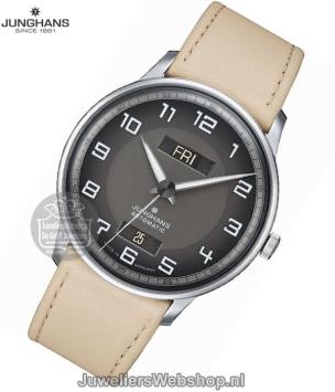 Junghans Meister 027/4721.00 Driver Horloge met Creme Leren Band