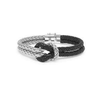 Buddha to Buddha armband Katja Knot Mix Silver/Leather Black 132