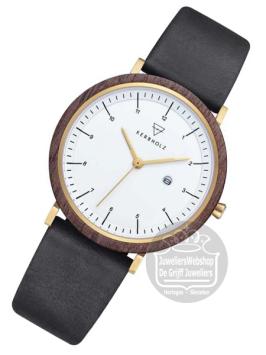 Kerbholz horloge Amelie Walnut Gold Midnoght Black 4251240414829