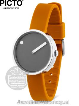 Rosendahl Picto horloge PT43351-0712S Okergeel Grijs