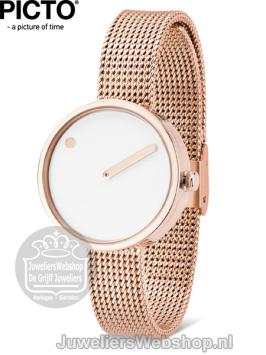 Picto Horloge Rose Wit PT43381-1112