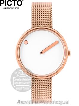 Picto Horloge Rose Wit PT43381-1112