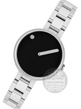 PT43369-1812 Picto Horloge Zwart Zilver 30mm