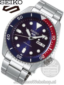 Seiko 5 Sports Automatic horloge SRPD53K1 Blauw met Rood