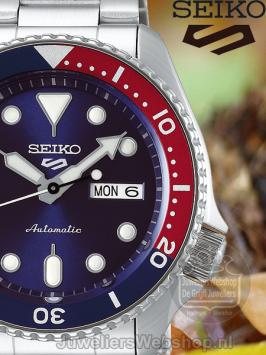 Seiko 5 Sports Automatic horloge SRPD53K1 Blauw met Rood