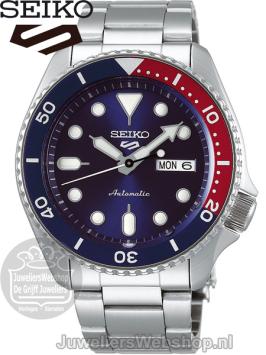 Seiko 5 Sports Automatic horloge SRPD53K1 Blauw met Rood