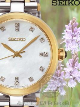 Seiko Dameshorloge SRZ532P1 Bicolor Parelmoer en Diamant