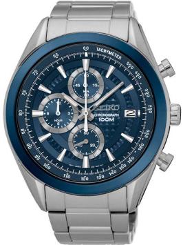 seiko horloge ssb177p1 chrono heren staal met blauwe wijzerplaat