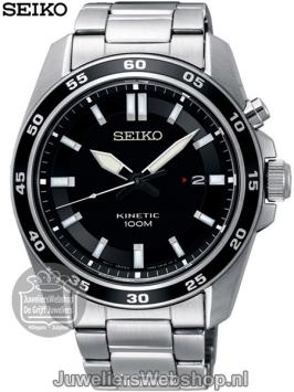 Seiko herenhorloge SKA785P1 Kinetic staal zwarte wijzerplaat