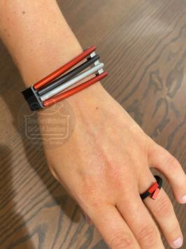 step by step 500294 armband buizen zwart rood en zilver