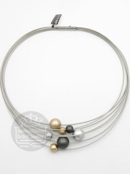 step by step collier met bolletjes zwart goud zilver 600484