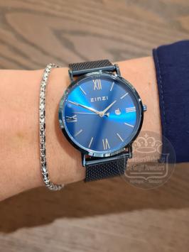 zinzi ZIW551M roman horloge blauw mesh