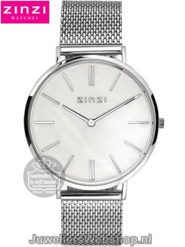 Zinzi Horloge Retro ZIW417M Morther of Pearl Zilver